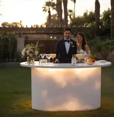 Elegant outdoor wedding bar setup in San Diego County