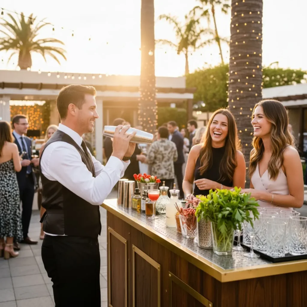California event bartending service creating custom craft cocktails and signature drinks