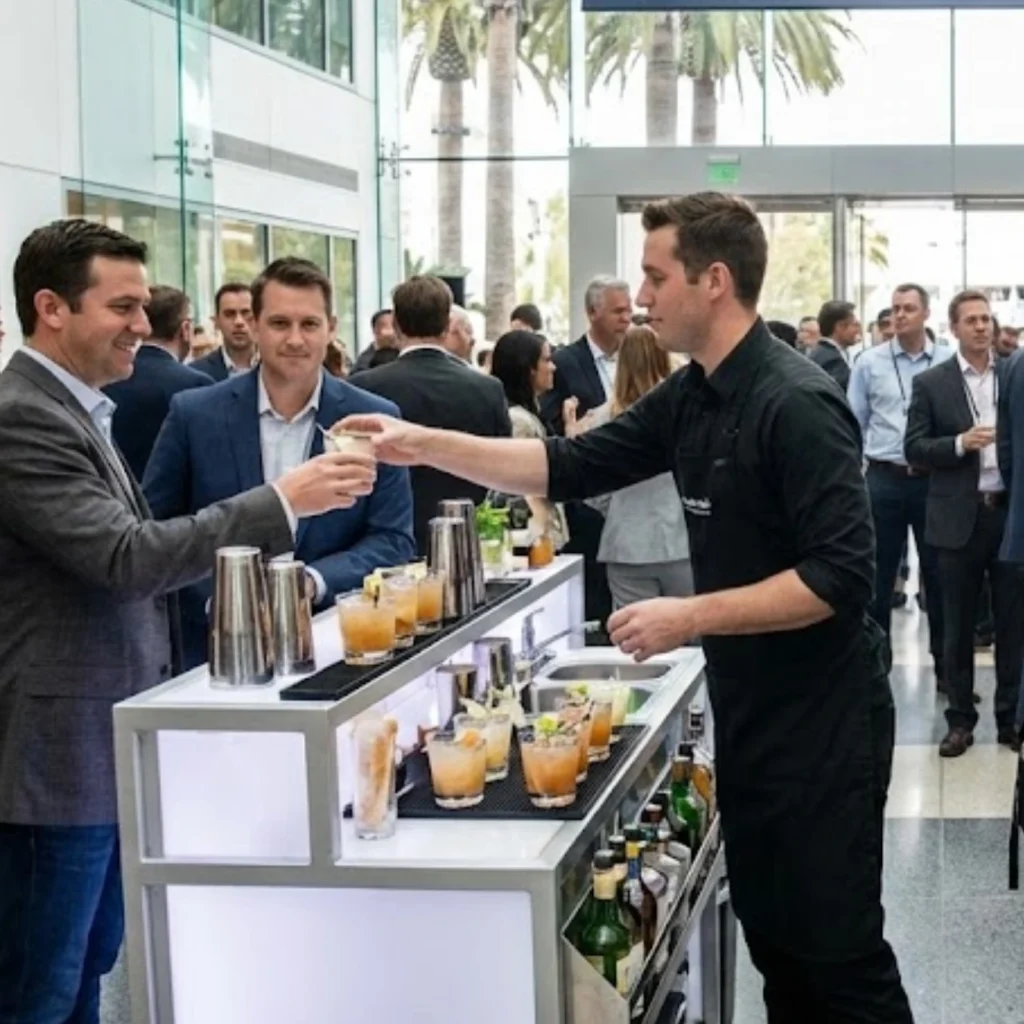 cheap bartender service California corporate launch event with professional mobile bar
