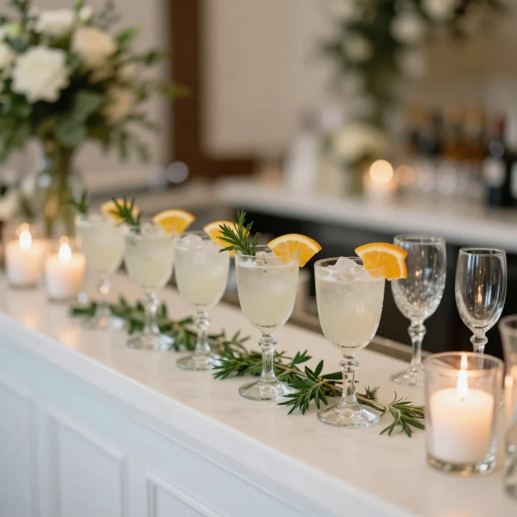 signature cocktails prepared for wedding bar service